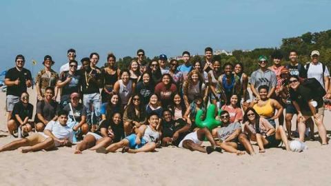 Calvin University Impact students on the beach