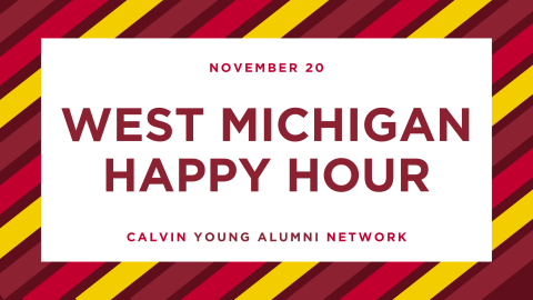 Calendar graphic for West Michigan Young Alumni Network happy hour on November 20 at Founders Brewing Company