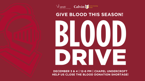 Give blood December 3–4, 2024 from 12–6 PM at the University Chapel.