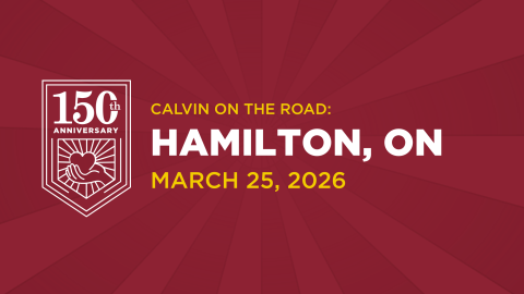 White text on maroon background, inviting Hamilton alumni to a 150th event