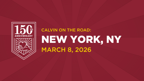 White text on maroon background, inviting New York alumni to a 150th event
