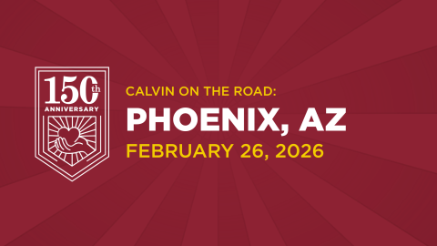 White text on maroon background, inviting Phoenix alumni to a 150th event