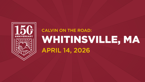 White text on maroon background, inviting Whitinsville alumni to a 150th event
