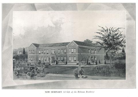 A historical photo of the Calvin Theological Seminary building.