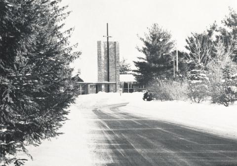 Historical photo of the calvin seminary steeple.