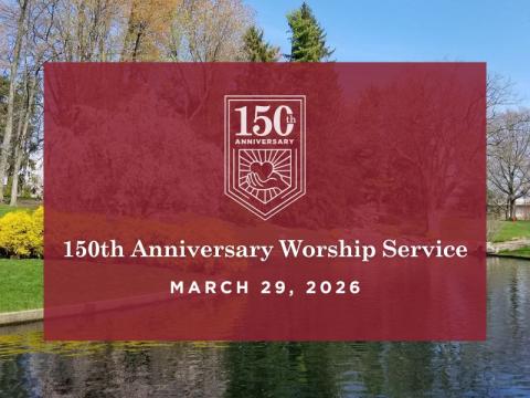 Nature Scene with 150th Anniversary Worship Service Announcement