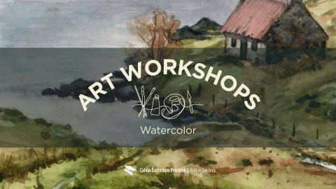 title header with watercolor landscape in background, artist Leah Morrison