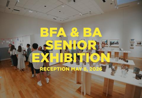 Senior Art Students walk around Center Art Gallery with their families