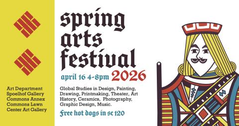 Infographic for the Spring Arts Festival, with bright colours and an illustration of a jack 