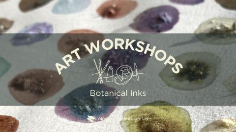 title header with botanical inks spots on paper