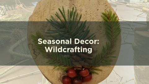 header with title, small seasonal decoration with transparent harvested materials as background