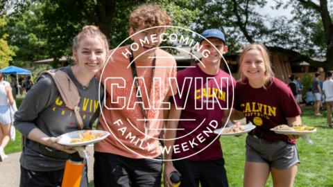 Students outside at a picnic