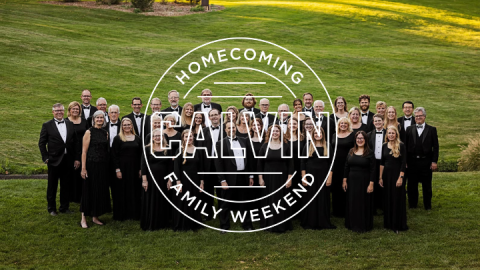 choir members in black dress standing on a green lawn