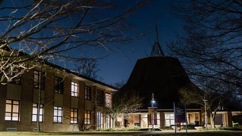 Calvin University Chapel in the evening