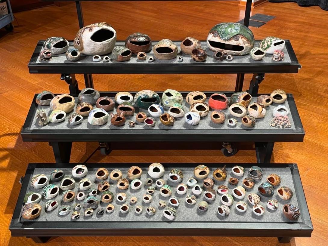 A large array of pinch pots