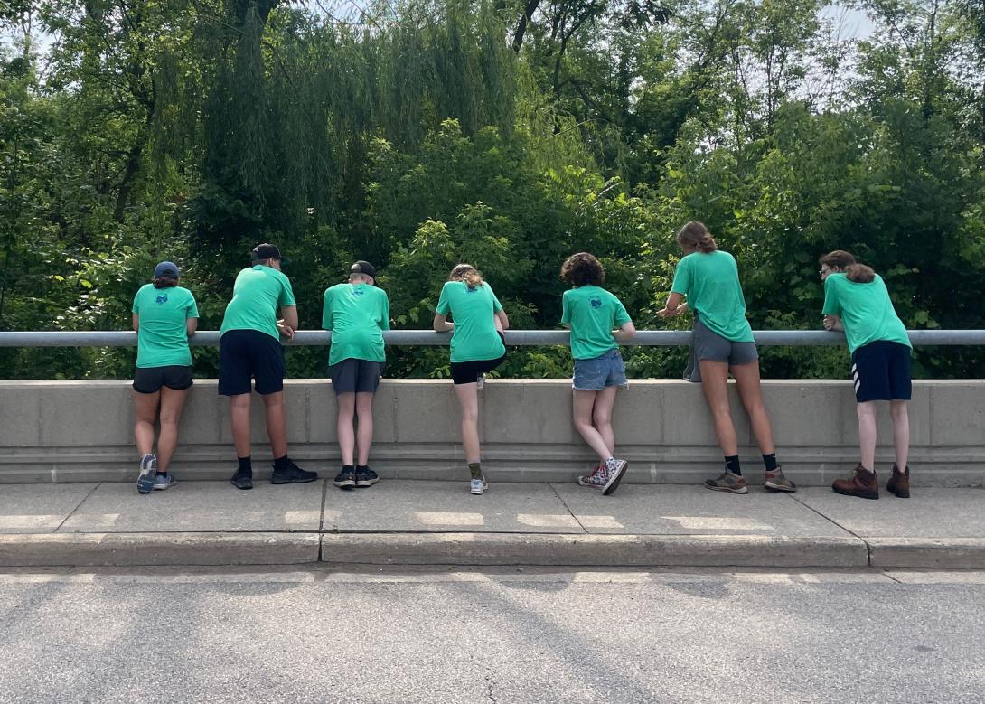 Students visit the mouth of Plaster Creek