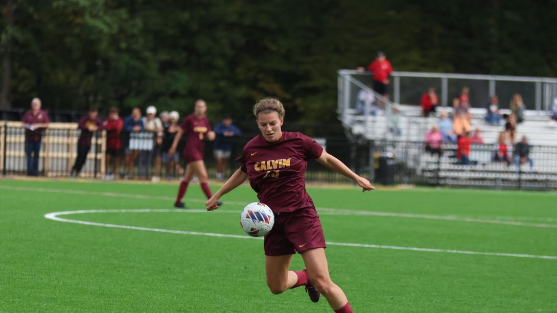 Woman playing soccer