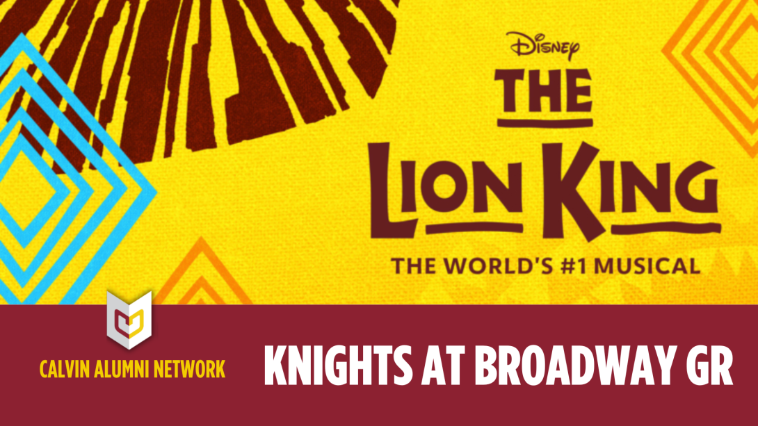 Graphic of The Lion King musical, white colored with brown text