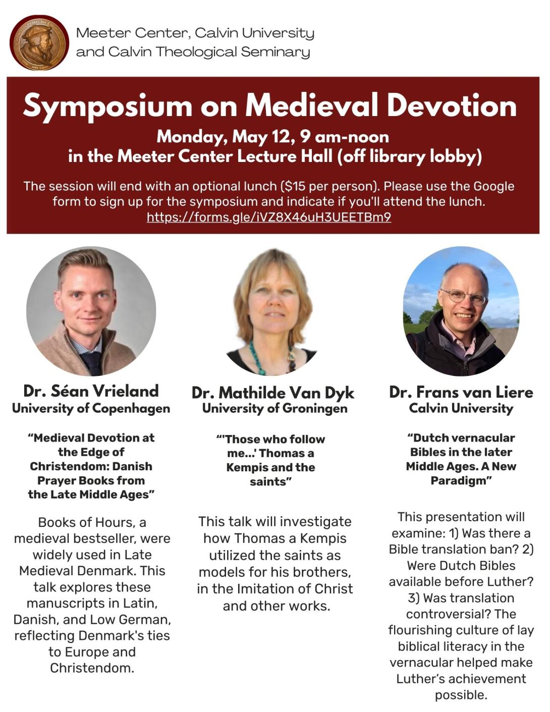 Poster with information about the Symposium on Medieval Devotion
