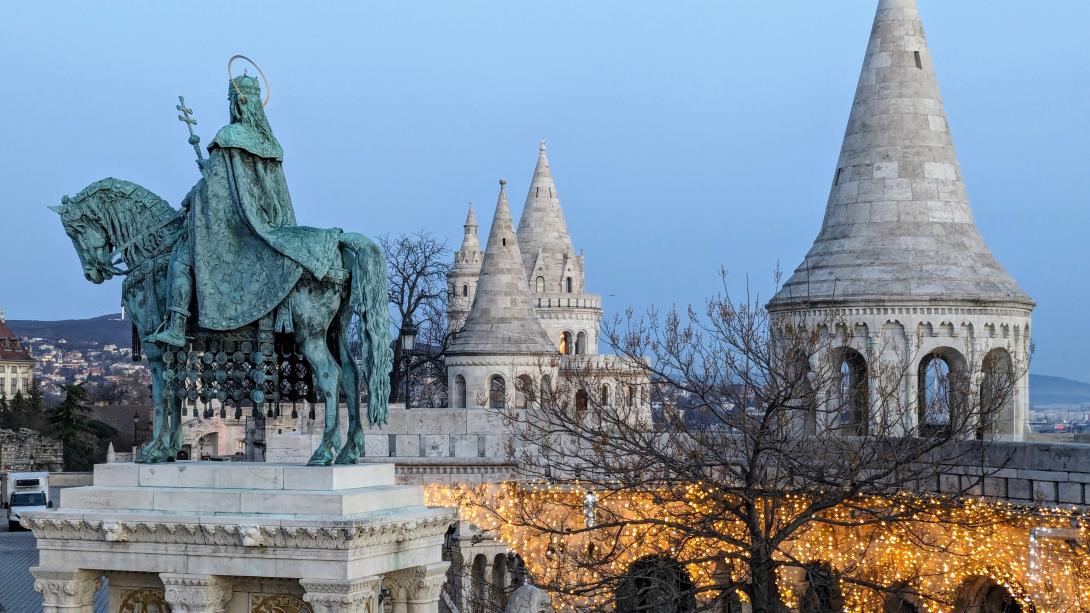 Buildings and statue in budapest