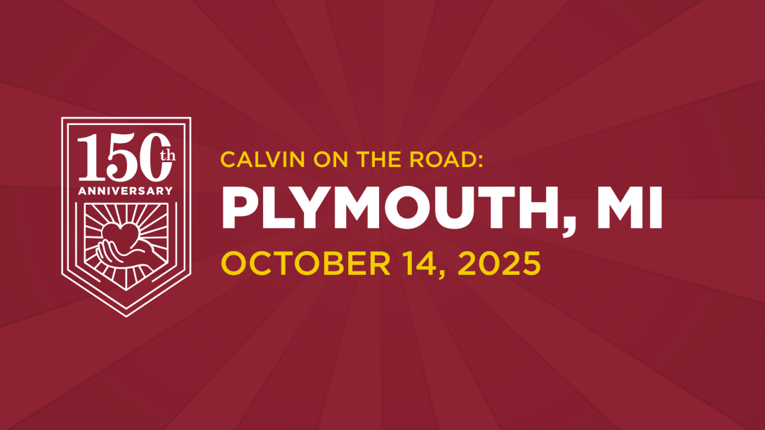 White text on maroon background, inviting Plymouth alumni to a 150th event