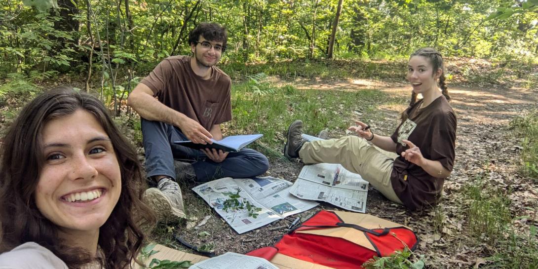 Naomi Dykstra takes a selfie with her fellow research partners at Calvin University.