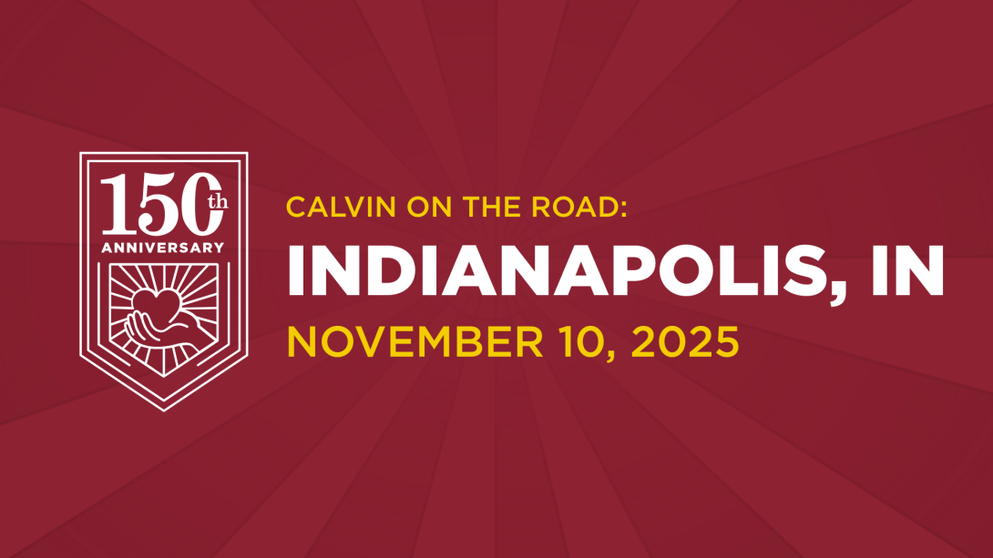 White text on maroon background, inviting Indianapolis alumni to a 150th event
