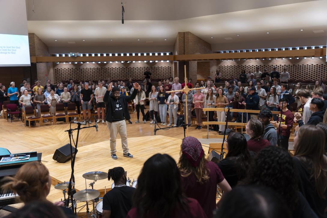 Calvin's Gospel Choir performing in Chapel