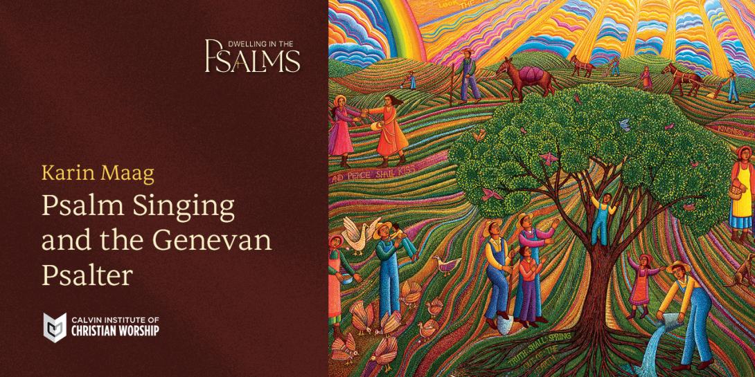 Painting of people around a tree