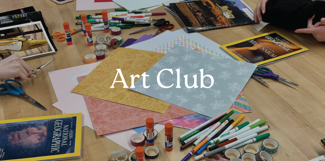 art supplies on table 