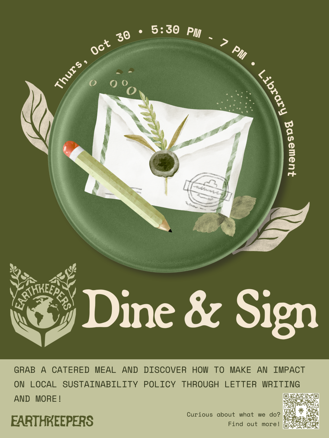Earthkeepers Dine and Sign Event Poster