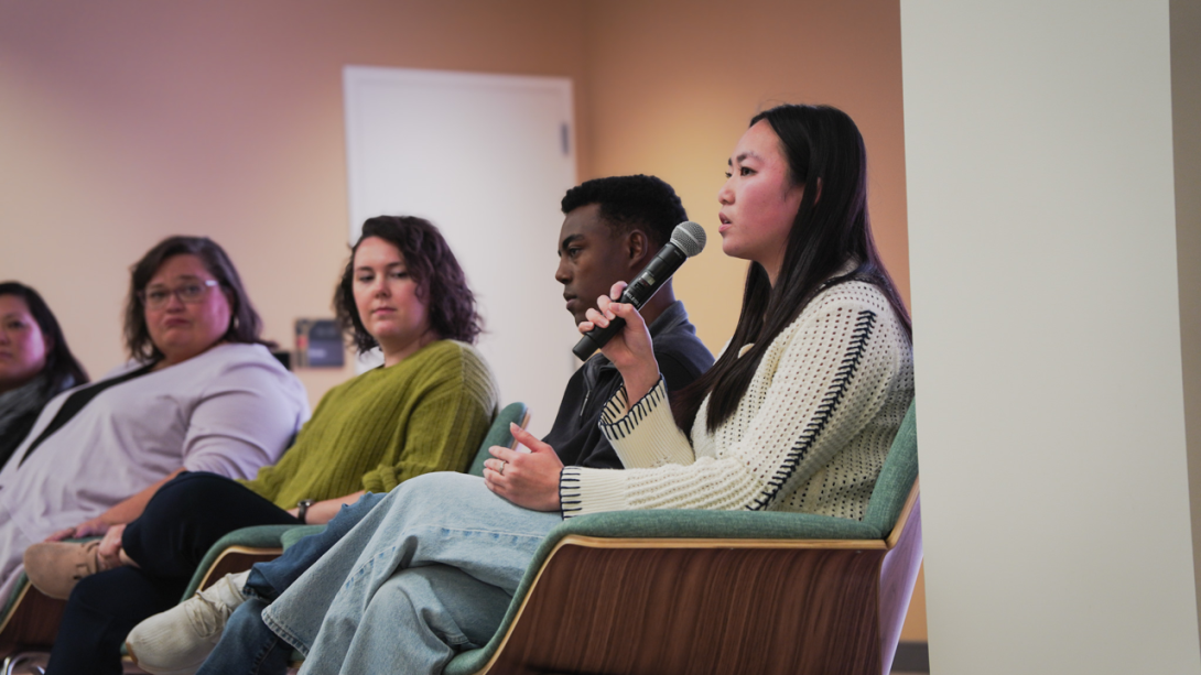 An image of a panel of students taking