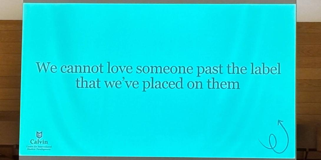 Slide projected during Chapel