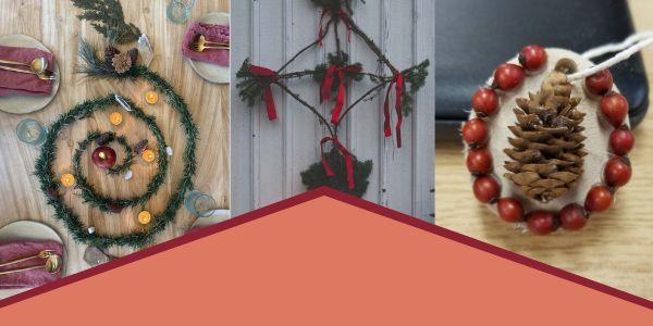 preview header with foraged wreath, centerpiece, ornament