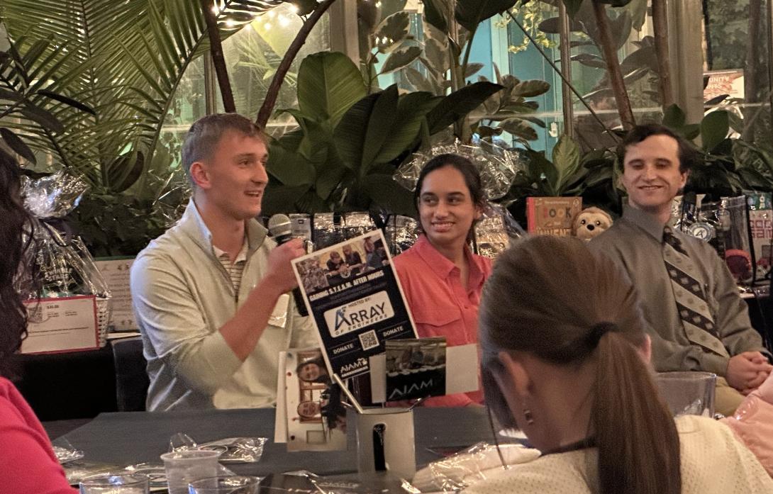 Beau Reeder, an aerospace engineering junior, represents Calvin University on a panel session for the Aerospace Industry Association of Michigan's 'Gaining S.T.E.A.M. After Hours' event in Grand Rapids, Michigan on Nov 6, 2025.