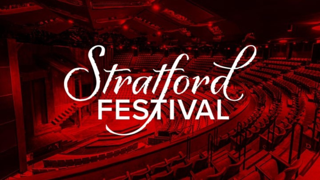 White text on red background reading "Stratford Festival"