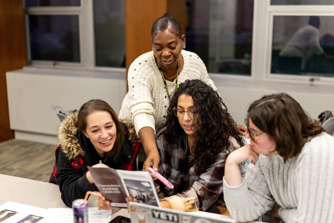 Group of Wayfinder students working together