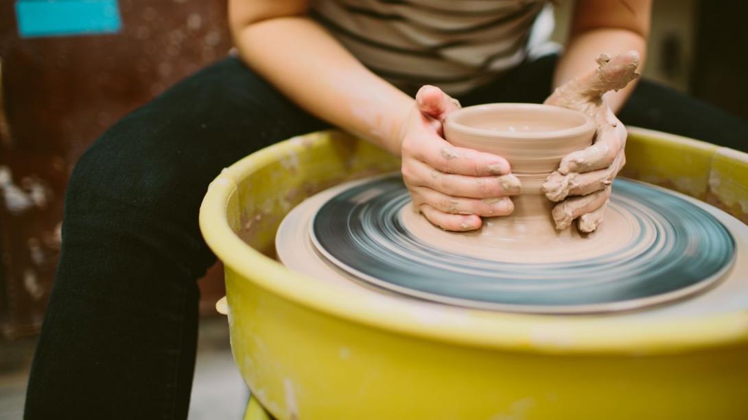 Pottery being shaped