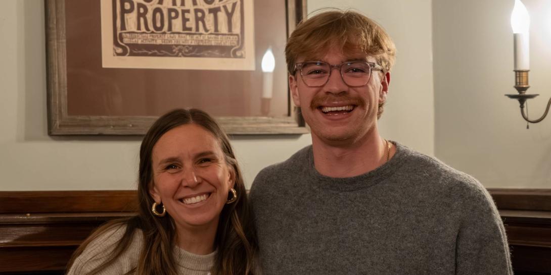 Annie Mas-Smith (Calvin staff) and Zach Van Baren (Calvin student)