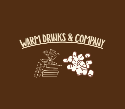 Warm drinks & company with a stack of books and marshmallows 