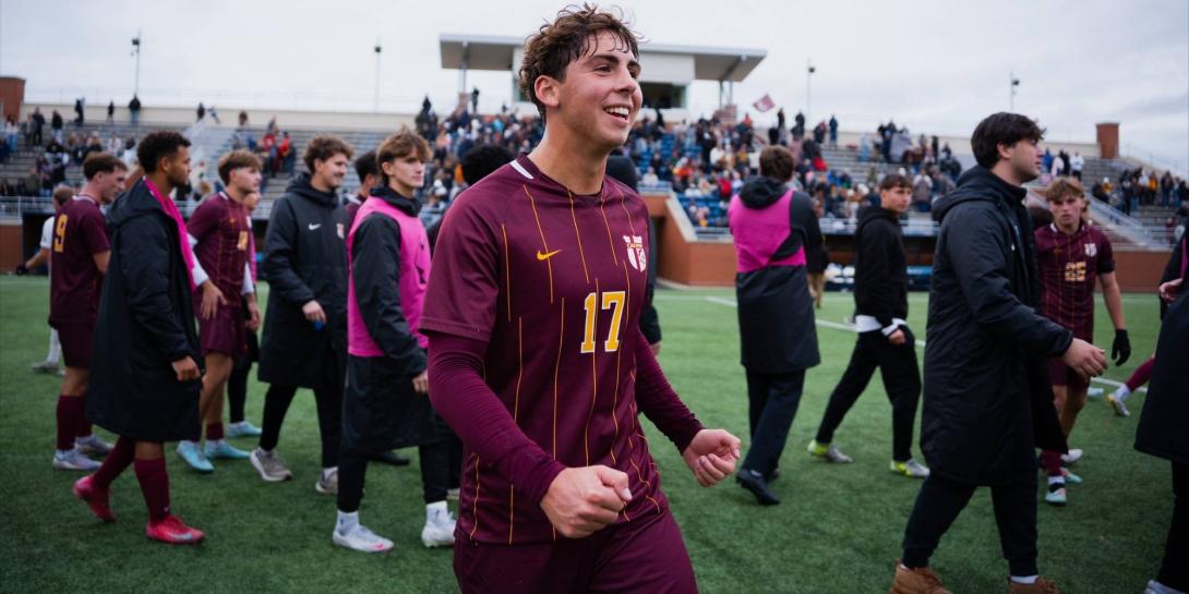 Matt Torrell celebrates after a win at Zuidema Soccer Field