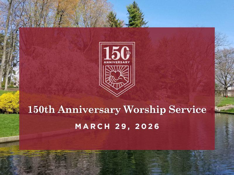 Nature Scene with 150th Anniversary Worship Service Announcement