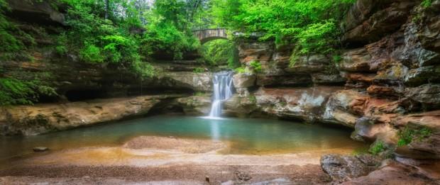 Small waterfall in Hocking Hills State Park in Ohio