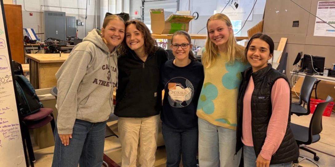 Five senior engineering students at Calvin University