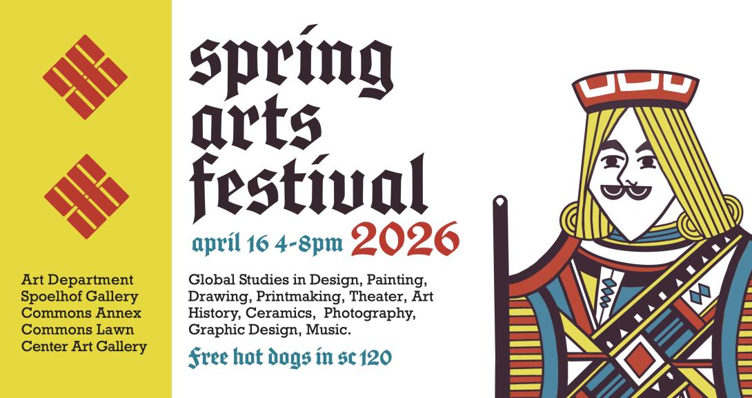 Infographic for the Spring Arts Festival, with bright colours and an illustration of a jack 