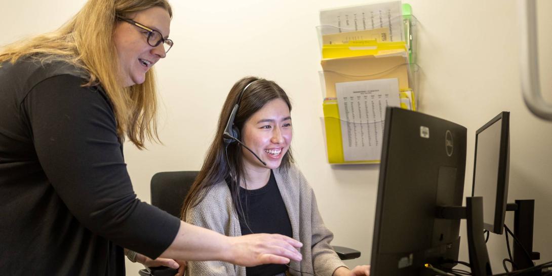 Speech Pathology student working with an instructor