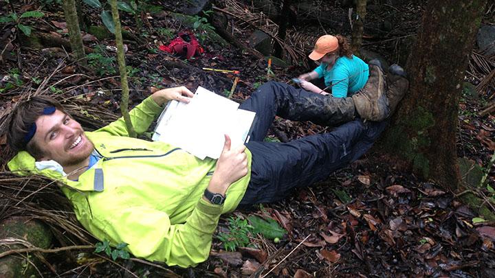 Joel Betts doing field work in Puerto Rico at Luquillo Long-Term Ecological Research Station.