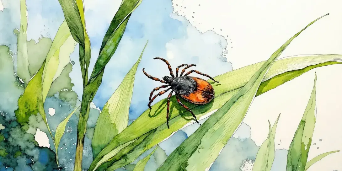 Tick on grass