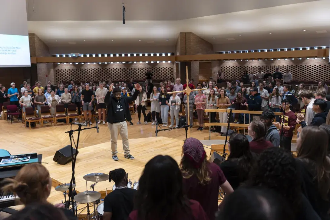 Calvin's Gospel Choir performing in Chapel