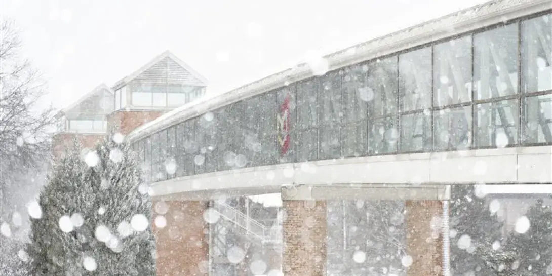 Snowy landscape photo at Calvin University